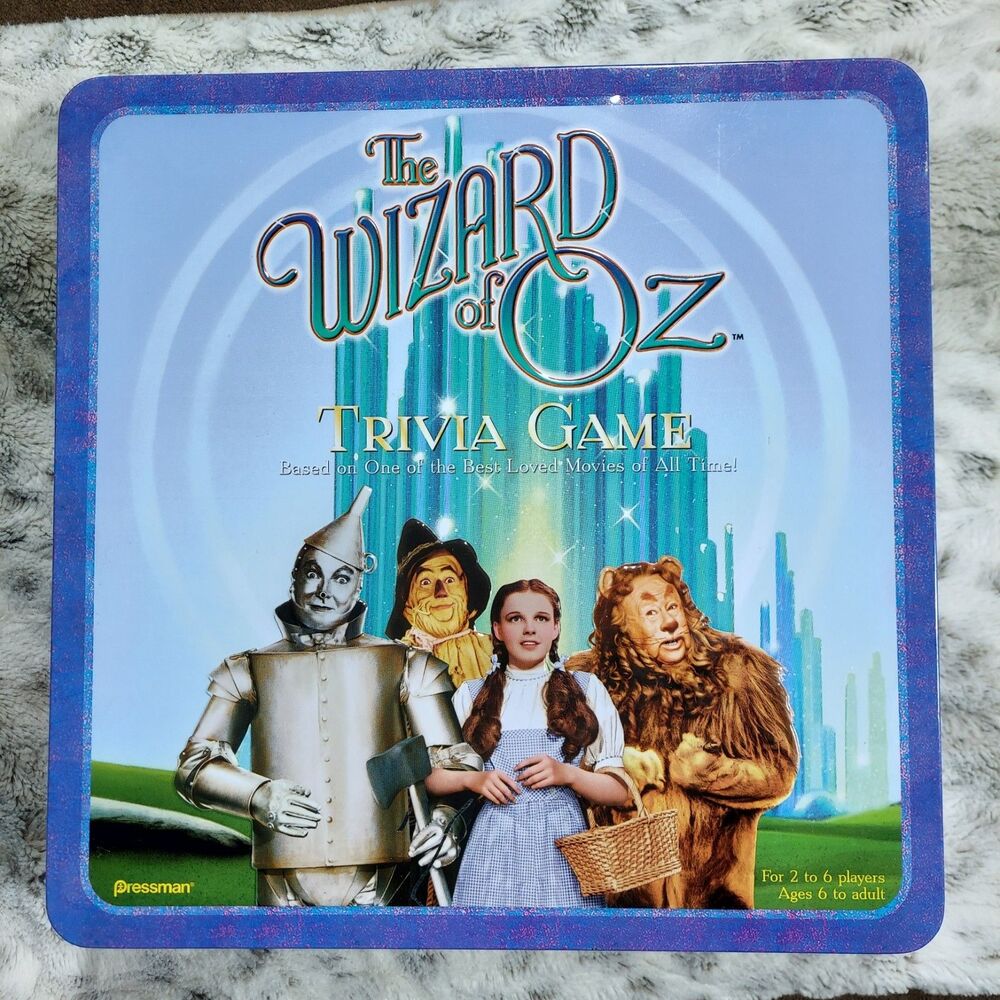 Pressman Wizard of Oz Trivia Game Metal Collector Tin 2 to 6 Players Complete